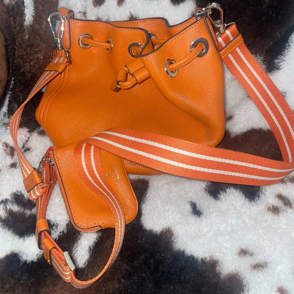 Kate Spade Orange Bucket Crossbody Bag Set